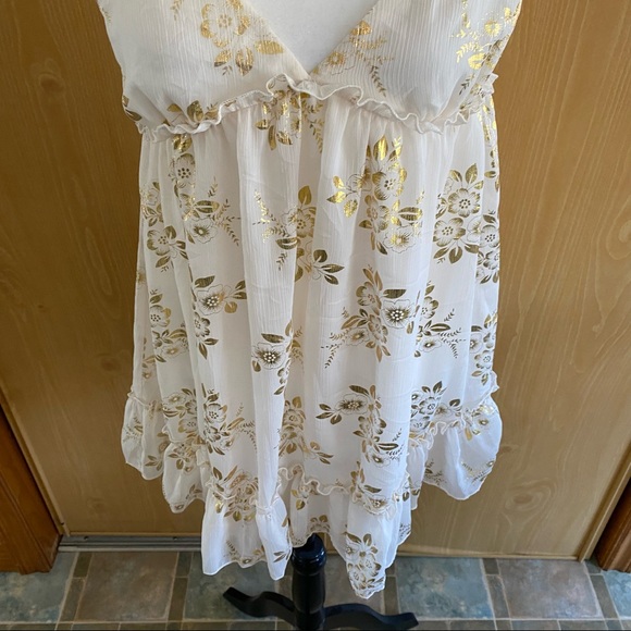 Lucy In The Sky • Rosa Chiffon Day Dress in Ivory and Gold Detailing - Picture 4 of 14